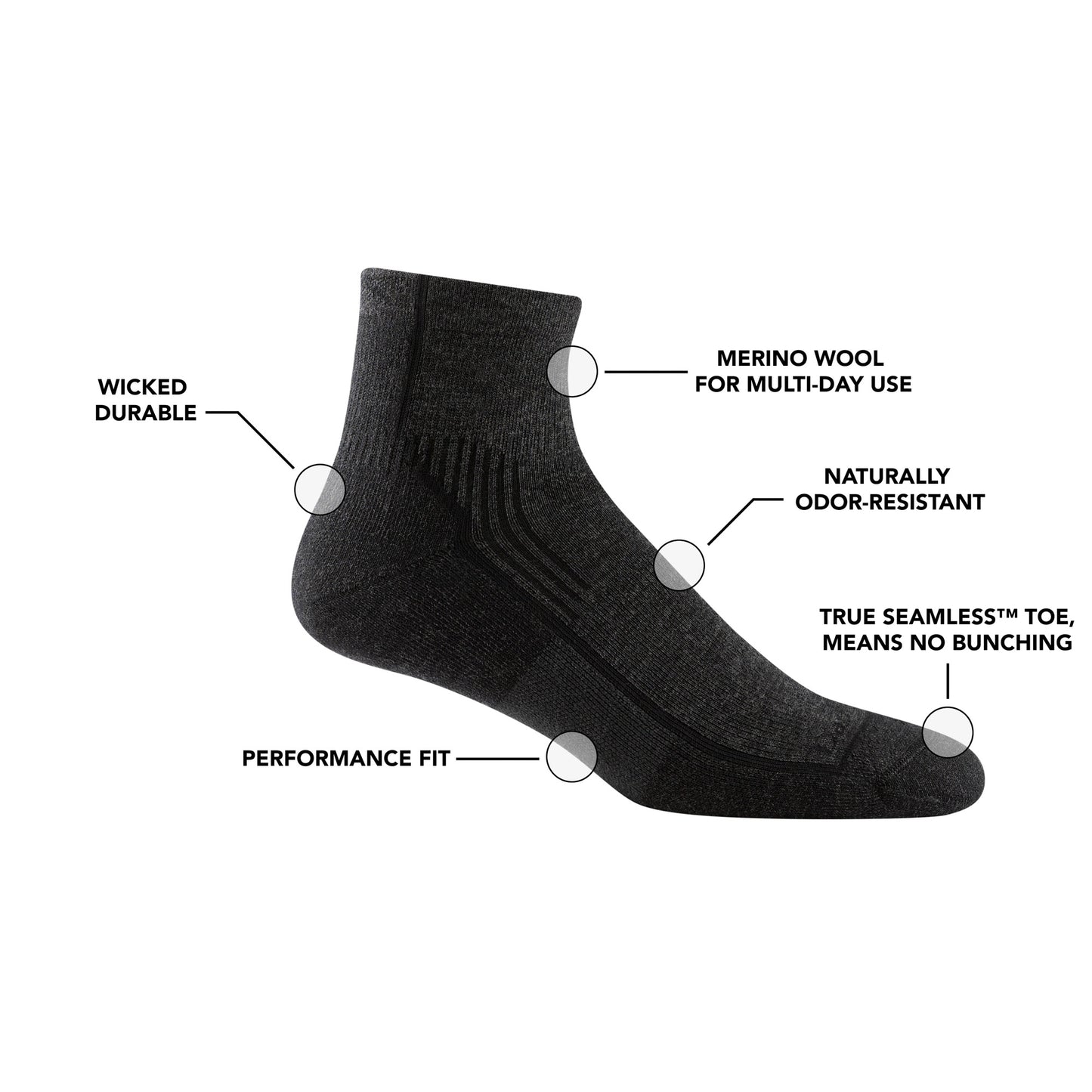 Darn Tough Men's Hiker Quarter Midweight Hiking Sock